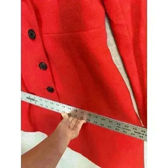 Robbi & Nikki Red Peplum Pea Coat Red Size S Button Front Lined Heavy EUC - Picture 8 of 16